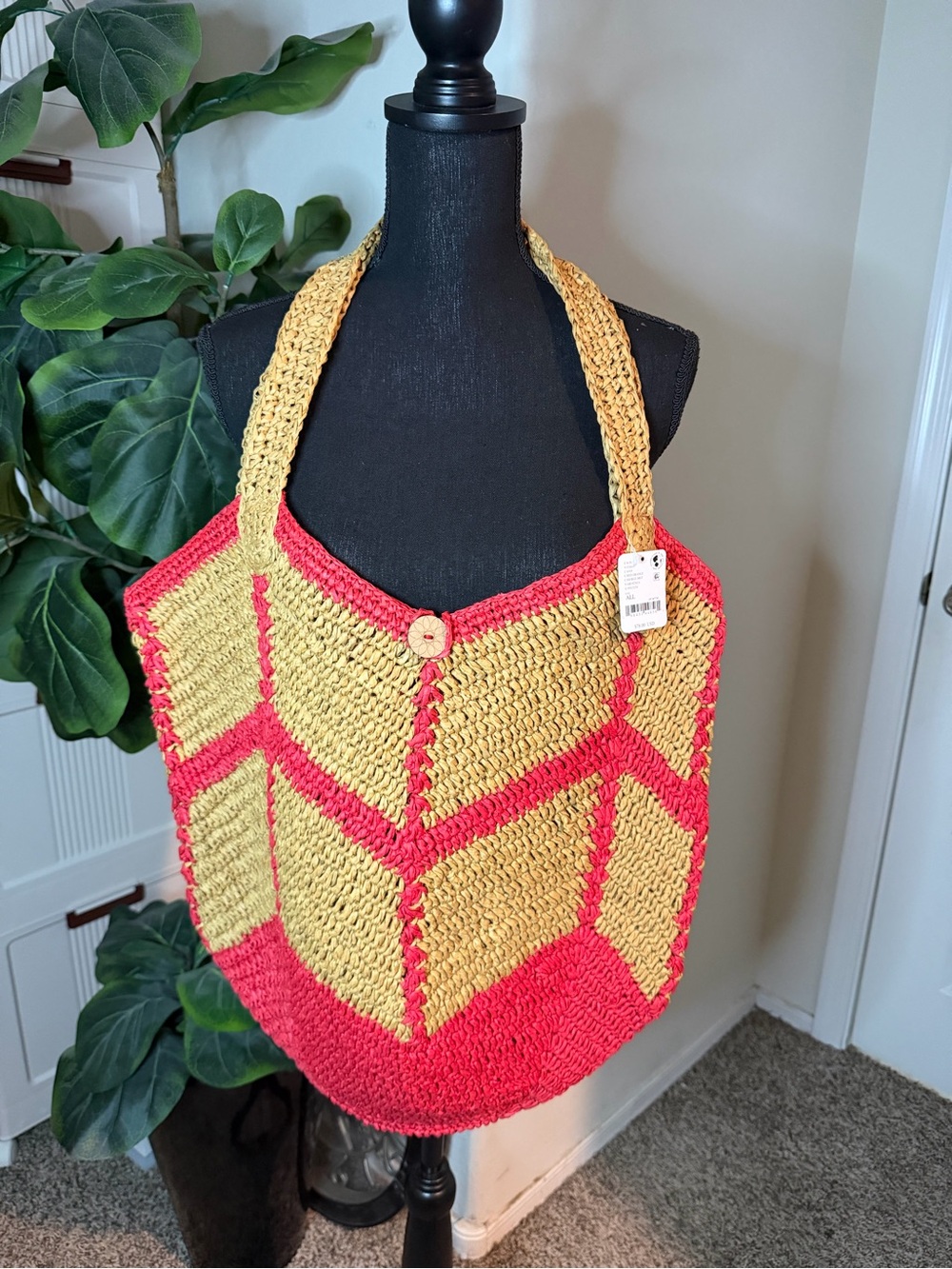 Free People Raffia Large Tote Shoulder Bag